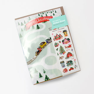 Sticker Scene Holiday Greeting Card - North Pole Village