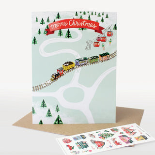 Sticker Scene Holiday Greeting Card - North Pole Village