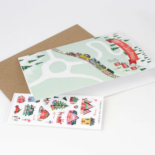 Sticker Scene Holiday Greeting Card - North Pole Village