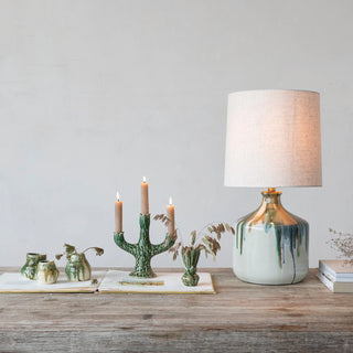 Stoneware Table Lamp with Linen Shade