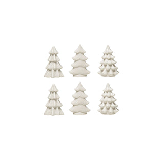 Set of 6 White Stoneware Trees