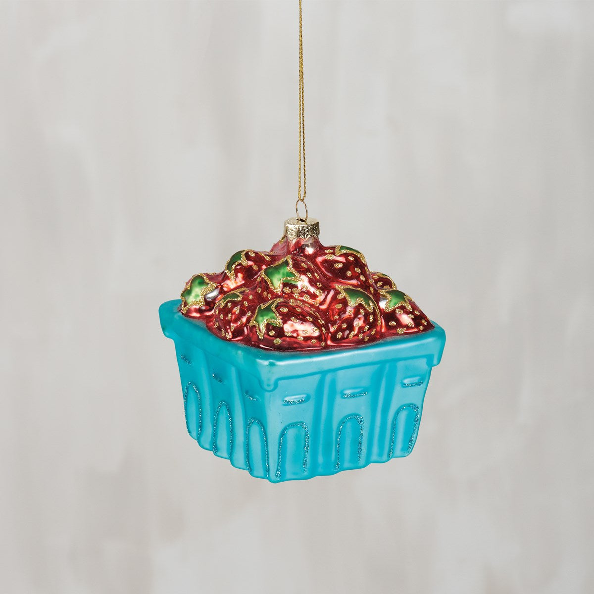 Pint of Strawberries Glass Ornament