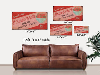 Strawberry Sign Canvas Wall Art - Choose Size