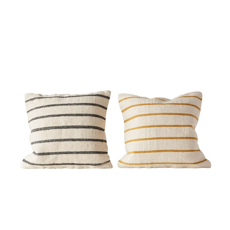 On The Coast Striped 20" Pillow - Choose Navy Blue or Yellow