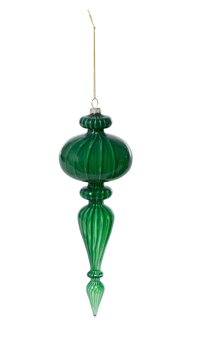 Green Glass Finial Ornament - Choose Style