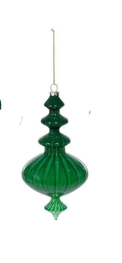 Green Glass Finial Ornament - Choose Style