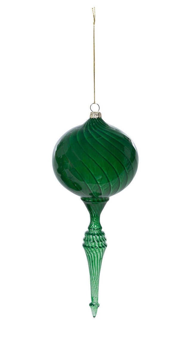 Green Glass Finial Ornament - Choose Style