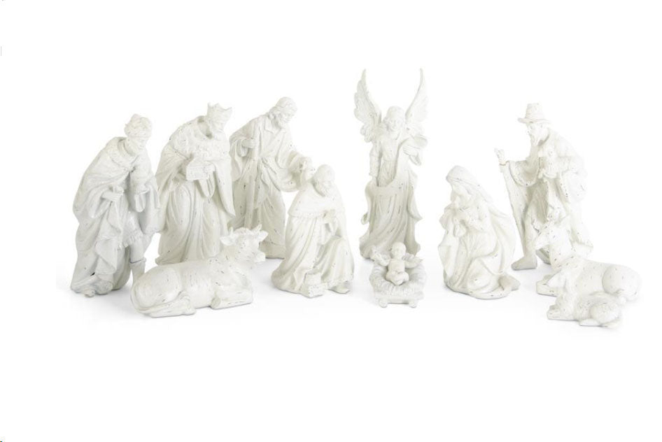 White Frosted Nativity Set