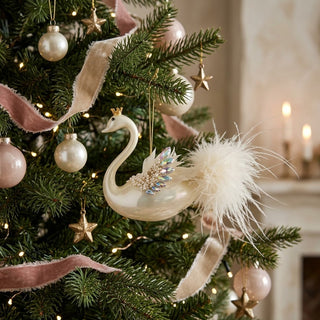 Hand-Painted Glass Swan Ornament