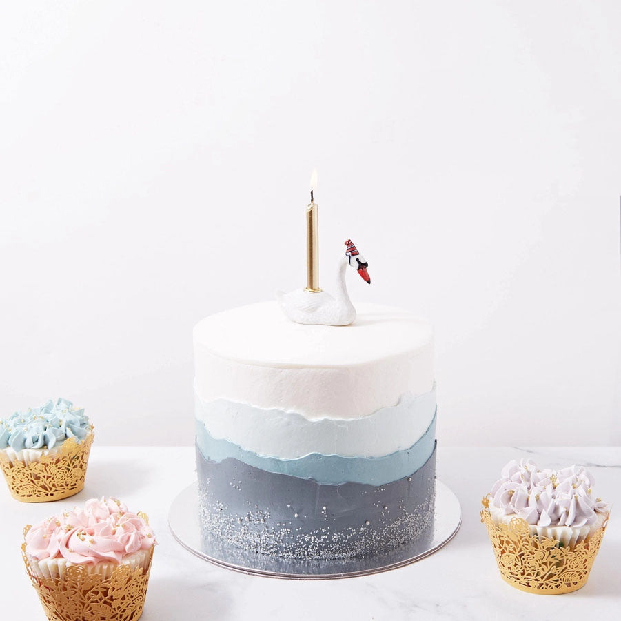 Porcelain Swan Heirloom Birthday Cake Topper