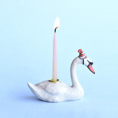 Porcelain Swan Heirloom Birthday Cake Topper