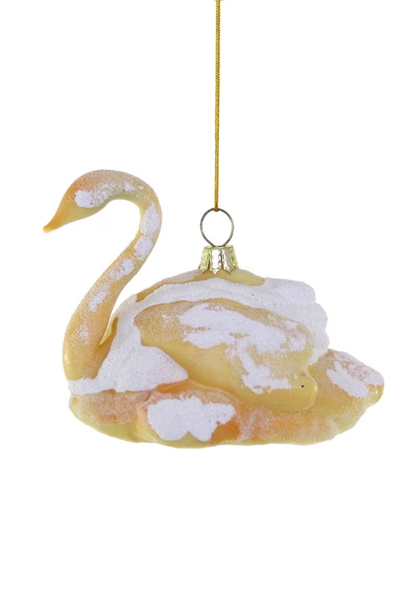 Cody Foster Glass Swan Cream Puff Ornament