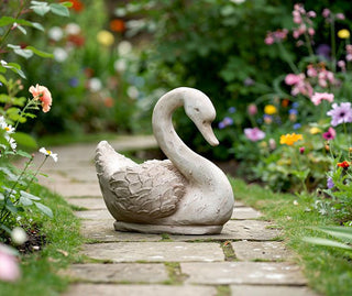Textured Swan Garden Statue
