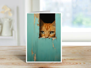 Hiding Tabby Cat - Note Card