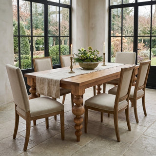 Turned Leg Dining Table- Natural - Available in 3 Sizes