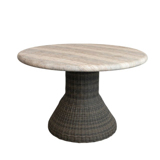 Lightweight Stone Indoor Outdoor Table with Plastic Wicker Base