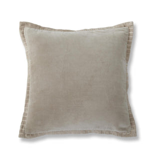 20" Tan Velvet Pillow with Stitched Edging