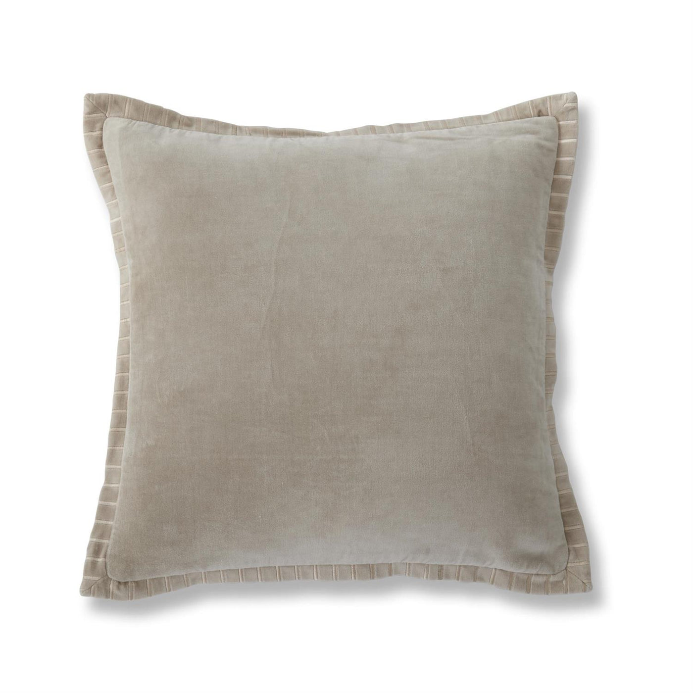 20" Tan Velvet Pillow with Stitched Edging