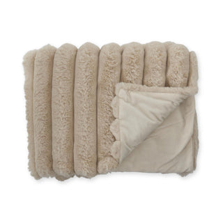 60" x 50" Ribbed Faux Fur Throw Blanket - Tan