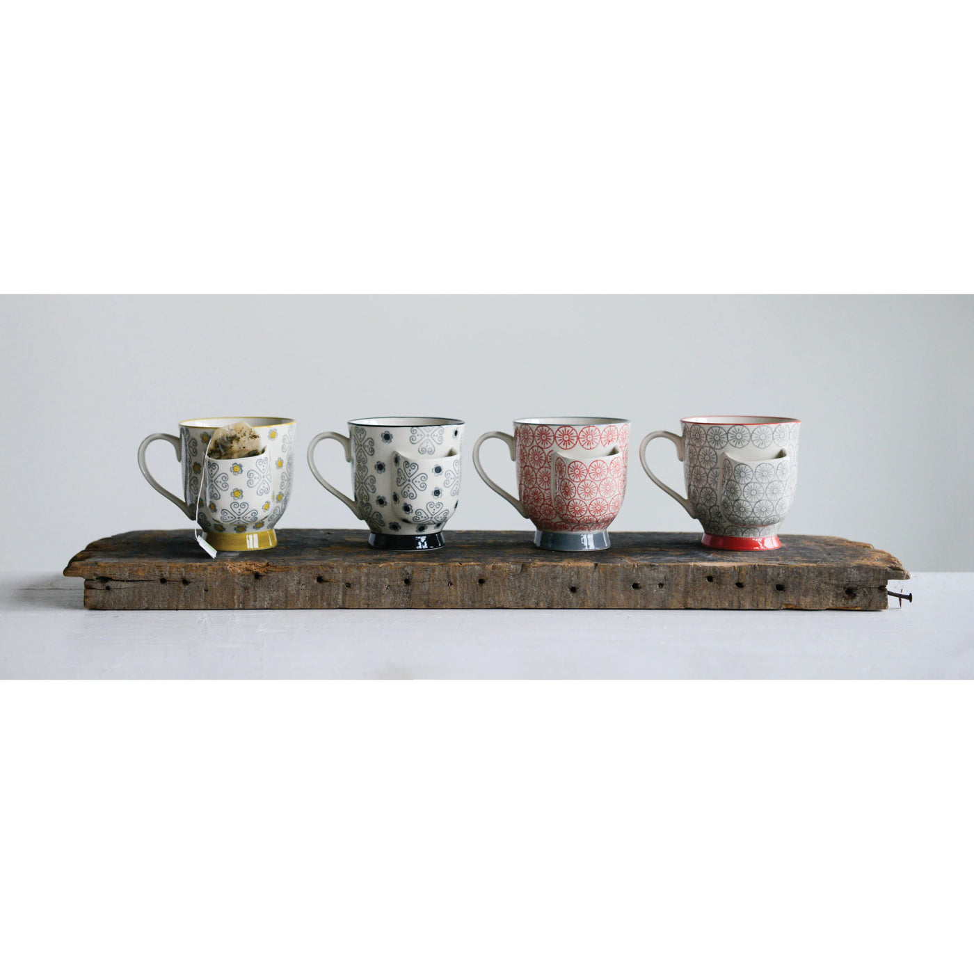 Hand Stamped Mug with Teabag Holder - Choose Color
