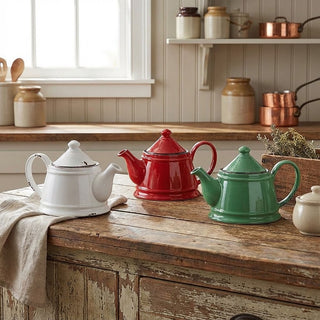 Enamel Look Stoneware Teapot - Choose Color