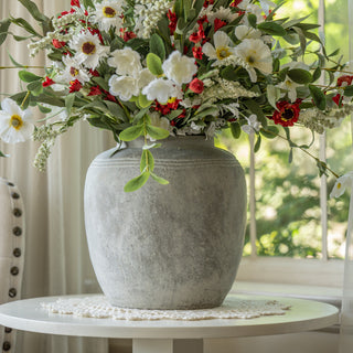 10.5" Weathered Whitewashed Terracotta Vase