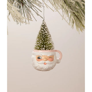 Bethany Lowe Retro Pink Santa Mug Ornament