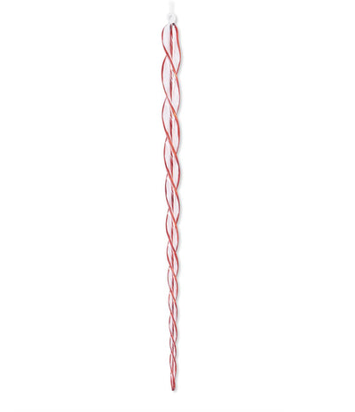 21" Red & Clear Glass Flat Spiral Icicle Ornament - Choose Style