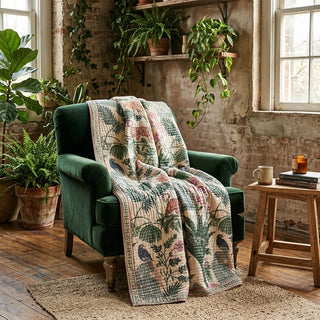 Double Weave Lotus Jungle Throw Blanket