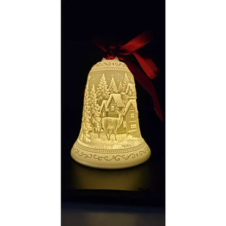Luumii Lights Porcelain Bell Ornament - North Pole Train