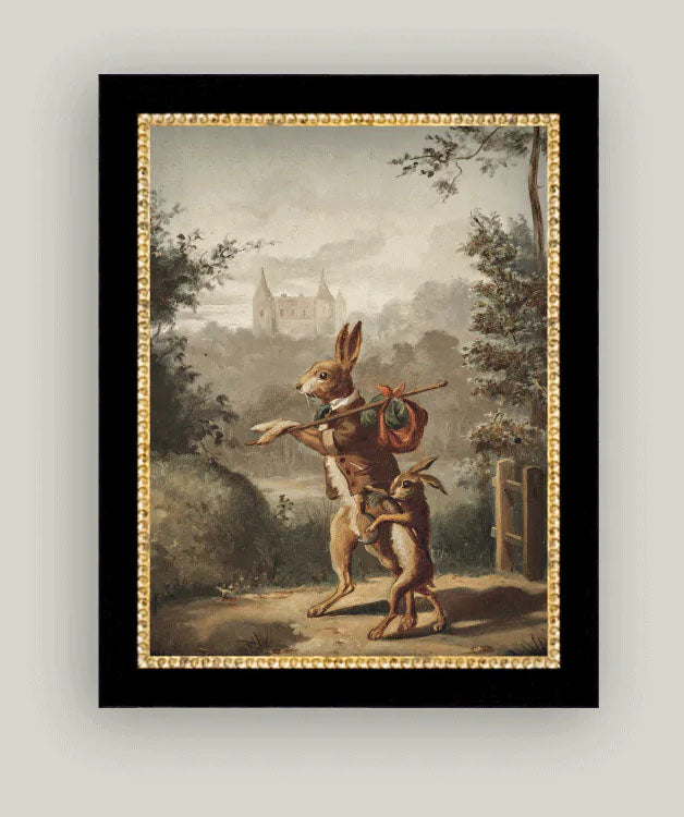 11.25" x 15.25" Framed Artwork - The Traveling Rabbit