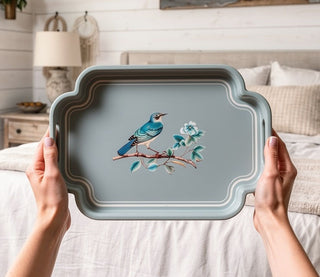 Decorative Blue Tray with Birds