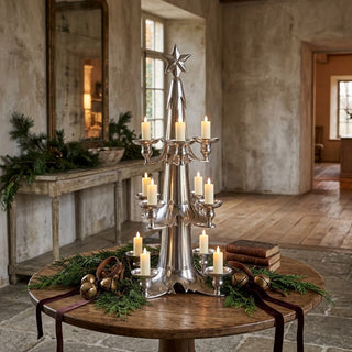 32.5 Inch Silver-Plated Three Tier Tree Candleholder