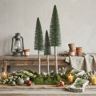 Bottle Brush Trees With Birch Wood Trunks & Moss Base