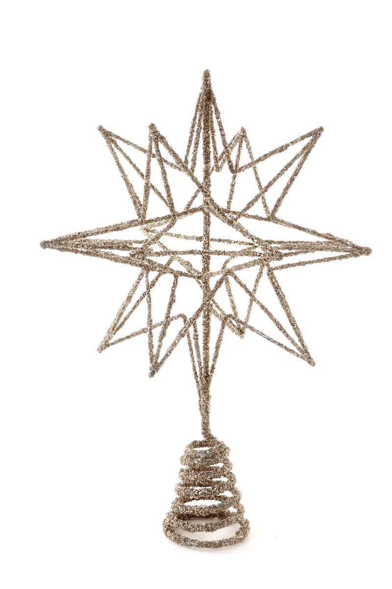 Cody Foster Heirloom Glitter Star Tree Topper - Tarnished Silver