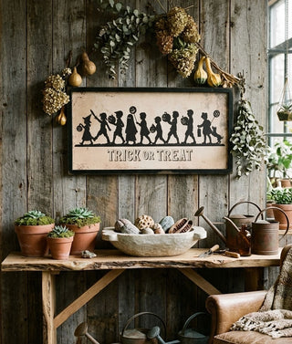 Trick or Treat Silhouette Sign Wall Decor