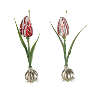 Hand-Painted Mercury Glass Tulip Bulb Ornament - Choose Color