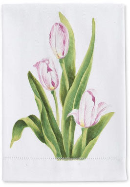 Hand Painted Pink Tulip Tea Towel - Choose Style