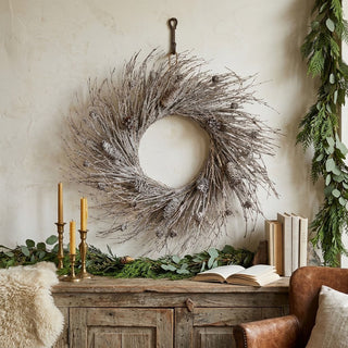 28" Snowy Twig w/ Pinecone Wreath