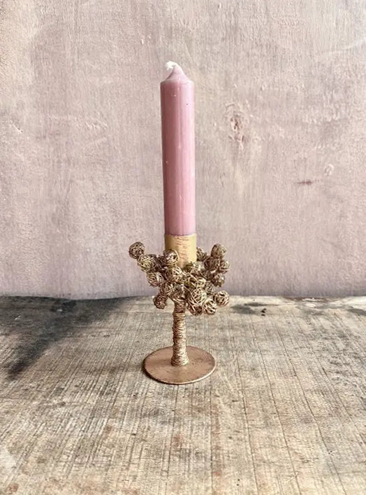 Twisted Gold Taper Candle Holder