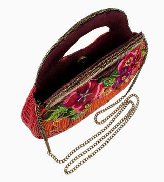 Mary Frances Harvest Garden Pumpkin and Floral Top Handle Bag