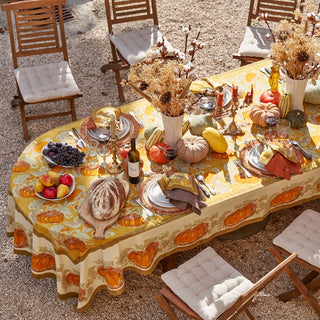 Pumpkin Orange & Mustard Tablecloth - Choose Size