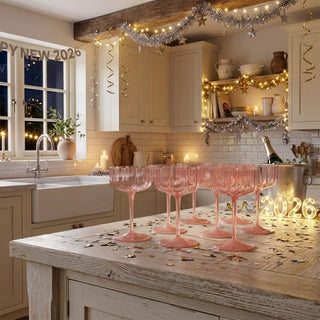 8 oz. Pink Coupe Wave Glass