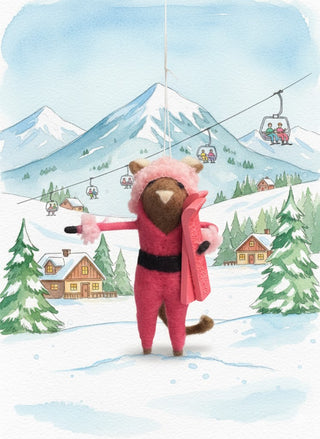 Felt Pink Ski Mouse