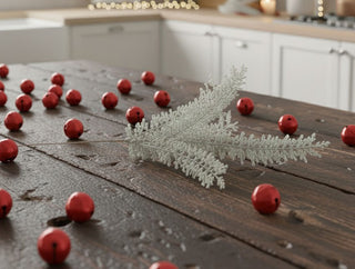 28" Snowy Green Leaf Stem