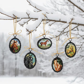Set of 5 Paint By Number Style Horse Ornaments