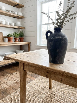 12" Weathered Charcoal Terracotta Vase with Handle