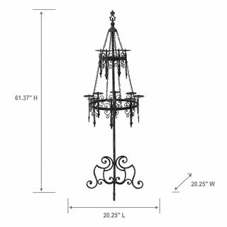 62" Gothic Two-Tier Metal Floor Candelabra