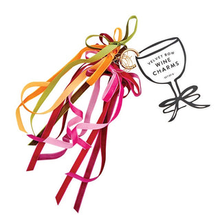 Set of 6 Velvet Bow Wine Charms - Moroccan