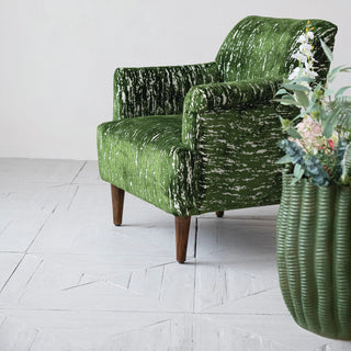 Burnout Green Velvet Chair